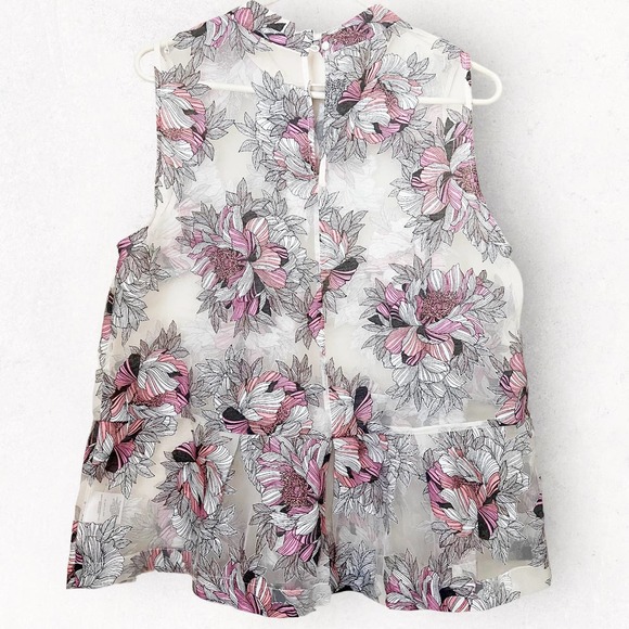 Moulinette Soeurs Sheer Floral Blouse - Red and Cream - Picture 5 of 8